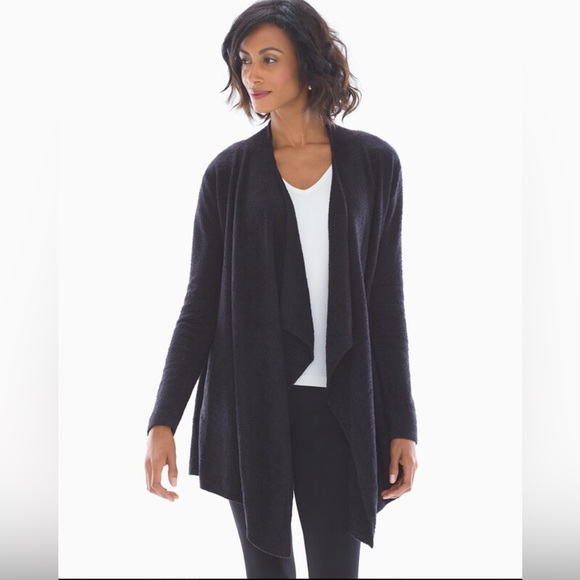 Barefoot Dreams Sweaters - BAREFOOT DREAMS Bamboo Chic Lite Black Cardigan Wrap Open Front L/XL